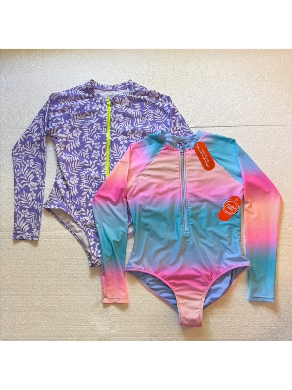 Wonder Nation Rash Guard Swimsuit Bundle (2 Items) Girls XL